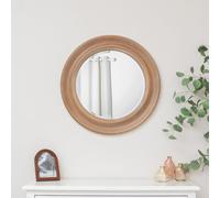 Melody Maison Round Rustic Pale Brown Wood Effect Wall Mirror 65Cm X 65Cm