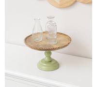 Melody Maison Round Sage Green & Mango Wood Bobble Detail Cake Display Stand