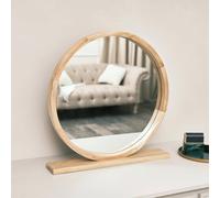 Melody Maison Round Wooden Freestanding Table Top Mirror