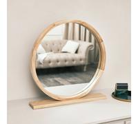 Melody Maison Round Wooden Freestanding Table Top Mirror in Brown Melody Maison Brown