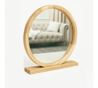 Melody Maison Round Wooden Freestanding Table Top Mirror in Brown Melody Maison Brown