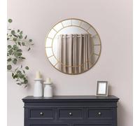 Melody Maison Rust Gold Effect Round Wall Mirror With Fretwork - 80cm x 80cm