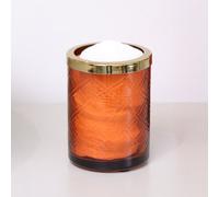 Melody Maison Rust Orange Patterned Glass Bathroom Tumbler With Gold Rim