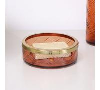 Melody Maison Rust Orange Patterned Glass Soap Dish With Gold Rim