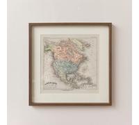 Melody Maison Rustic America Map Print Framed Wall Art - 40Cm