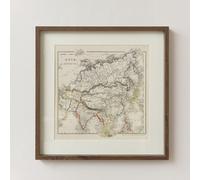 Melody Maison Rustic Asia Map Print Framed Wall Art - 40Cm