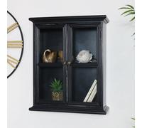 Melody Maison Rustic Black Glass Wall Cabinet