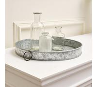 Melody Maison Rustic Galvanised Steel Silver Round Display Tray
