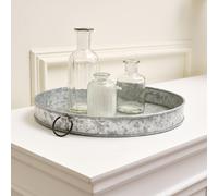 Melody Maison Rustic Galvanised Steel Silver Round Display Tray in Metallic Silver Melody Maison Metallic Silver