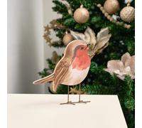 Melody Maison Rustic Wooden Freestanding Red Robin Christmas Ornament - 15Cm