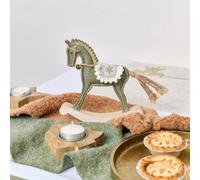 Melody Maison Sage Green Felt Standing Rocking Horse Decoration - 16Cm