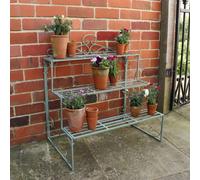 Melody Maison Sage Green Metal Three Tier Plant Stand