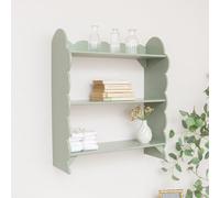 Melody Maison Sage Green Scalloped Wall Shelf With 3 Shelf Units