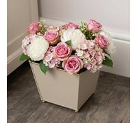 Melody Maison Sandy Beige Metal Planter Pot With Gold Feet - 17Cm X 16.5Cm