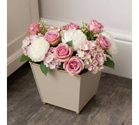 Melody Maison Sandy Beige Metal Planter Pot With Gold Feet - 17cm X 16.5cm | Size: 17 cm X 16.5 cm Melody Maison Beige 17 cm X 16.5 cm