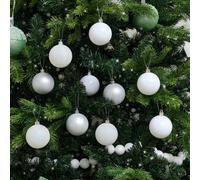 Melody Maison Set Of 10 Mixed Glitter White And Silver Baubles - 6Cm