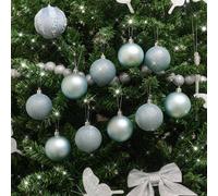 Melody Maison Set Of 10 Mixed Ice Blue Glitter Baubles