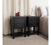 Melody Maison Set Of 2 Black 2 Drawer Bedside Tables With Shelf - Briggs Range