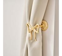 Melody Maison Set Of 2 Gold Metal Bow Curtain Tie Backs