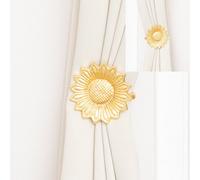 Melody Maison Set Of 2 Gold Metal Sunflower Wall Mounted Tie Backs