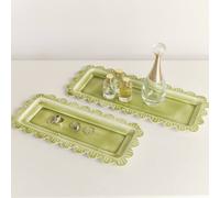 Melody Maison Set Of 2 Green Enamel Embossed Scalloped Trays Melody Maison Green