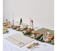 Melody Maison Set Of 2 Large Beige & Green Wool Table Runners - 140Cm (1.4M / 55.1')