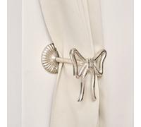 Melody Maison Set Of 2 Silver Metal Bow Curtain Tie Backs