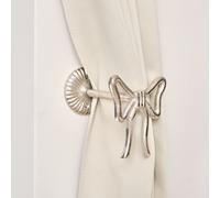 Melody Maison Set Of 2 Silver Metal Bow Curtain Tie Backs Melody Maison Silver