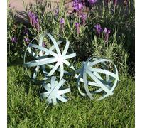 Melody Maison Set Of 3 Antique Sage Green Decorative Garden Spheres in Light Green Melody Maison Light Green