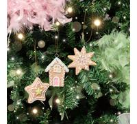 Melody Maison Set Of 3 Assorted Colourful Gingerbread Cookie Christmas Tree Baubles