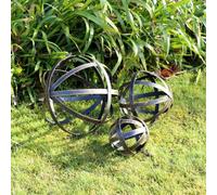 Melody Maison Set Of 3 Black & Gold Decorative Garden Spheres