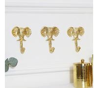Melody Maison Set Of 3 Gold Elephants Head Wall Hooks