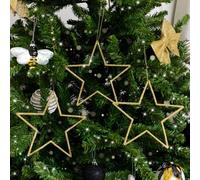 Melody Maison Set Of 3 Gold Glitter Star Decorations