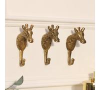 Melody Maison Set Of 3 Gold Metal Giraffe Wall Hooks