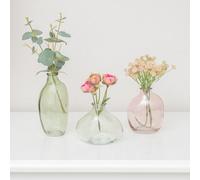 Melody Maison Set Of 3 Green & Pink Glass Vases