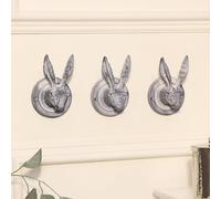 Melody Maison Set of 3 Grey Hare Head Coat Hooks