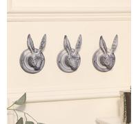 Melody Maison Set Of 3 Grey Hare Head Coat Hooks