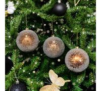 Melody Maison Set Of 3 Large Bronze Gold Glitter Baubles