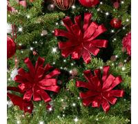 Melody Maison Set Of 3 Large Red Velvet Parcel Bow Christmas Pick Decorations