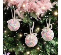 Melody Maison Set Of 3 Mutlicoloured Pastel Beads Bauble - 8Cm