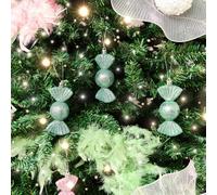 Melody Maison Set Of 3 Sage Green Glitter Sweet Shaped Bauble Decorations - 11Cm