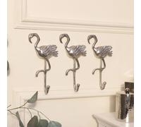 Melody Maison Set Of 3 Silver Flamingo Wall Hooks