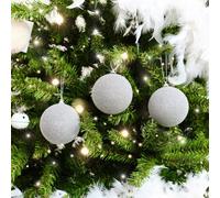Melody Maison Set Of 3 Silver Grey Beaded Baubles - 8Cm