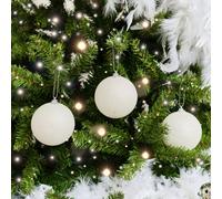 Melody Maison Set Of 3 White Beaded Baubles - 8Cm