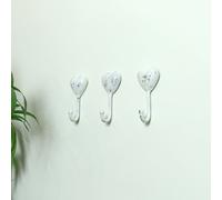 Melody Maison Set Of 3 White Distressed Metal Heart Wall Hooks