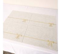 Melody Maison Set Of 4 Beige Rectangular Felt Placemat With Champagne Gold Bow