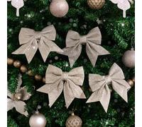Melody Maison Set Of 4 Champagne Glitter Christmas Bows