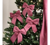 Melody Maison Set Of 4 Dark Red Velvet Christmas Bows