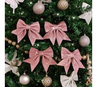 Melody Maison Set Of 4 Glitter Pink Christmas Bows
