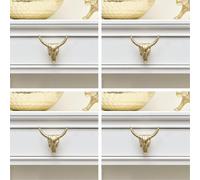 Melody Maison Set of 4 Gold Buffalo Skull Drawer Knobs